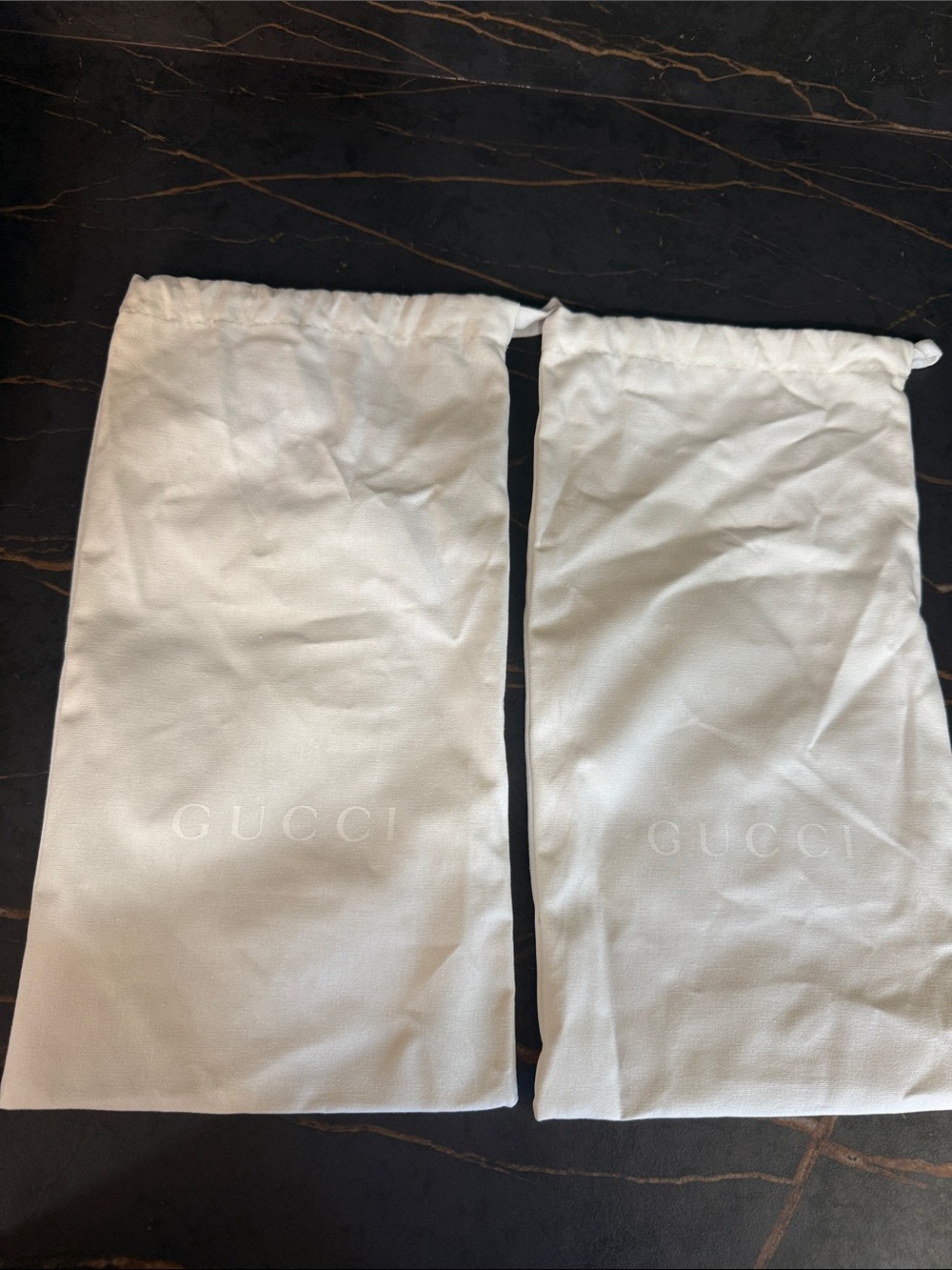 Gucci White Logo Drawstring Dust Bags - Pair
